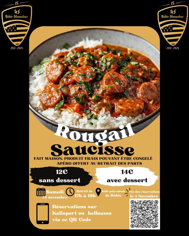 Plat à emporter "Rougail Saucisse" Samedi 14 novembre 2026